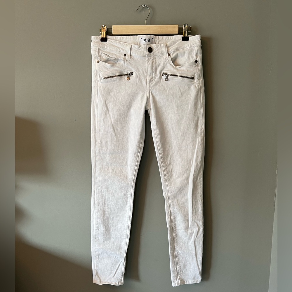 Paige Indio Zip White Jeans